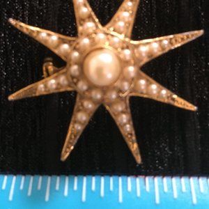 Starburst brooch with pearl accent, vintage avon